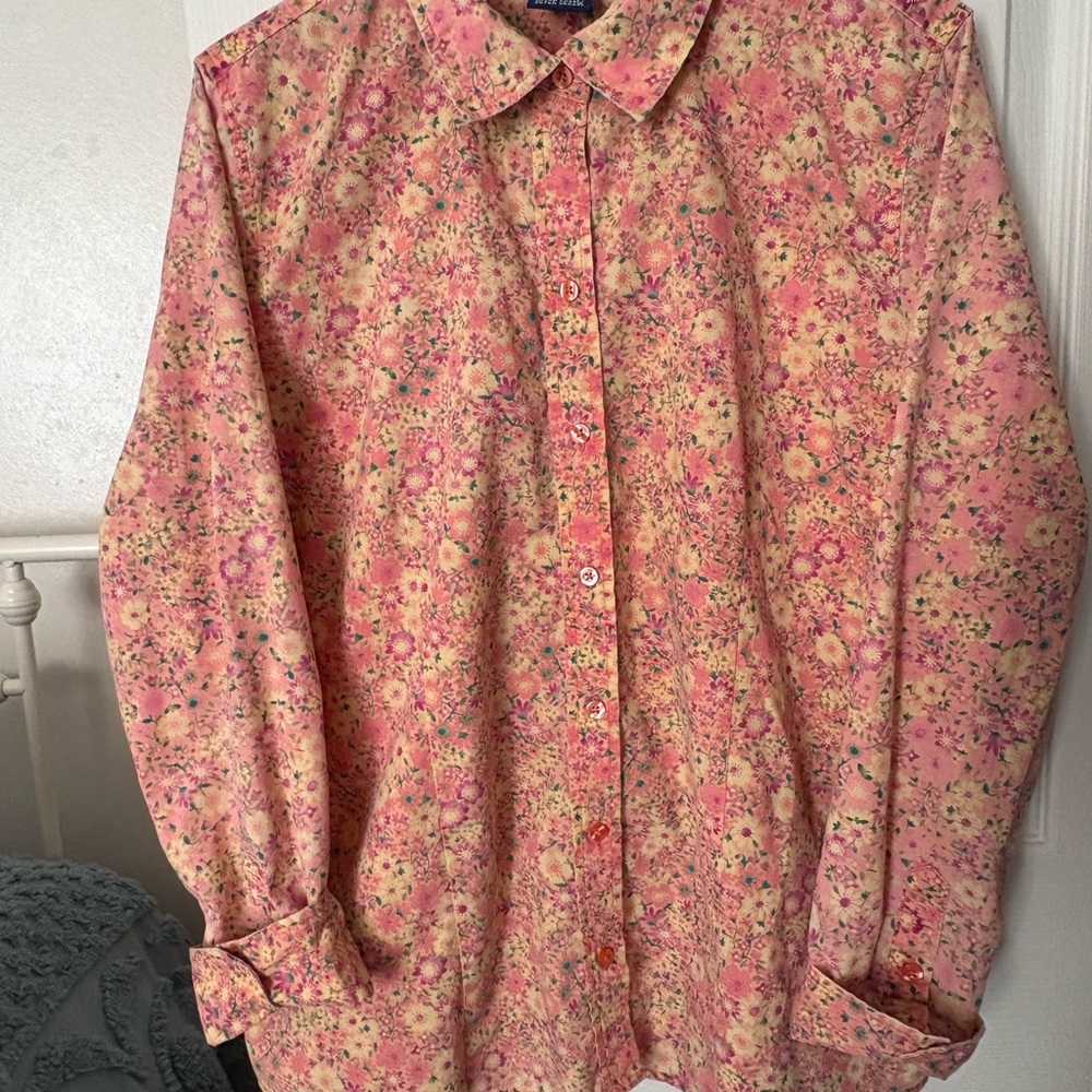 Pink Floral Button-Up Shirt - Women’s
